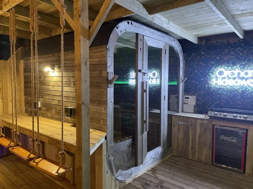 Sauna at Orchard Hideaway spa retreat near Penrith, Lake District