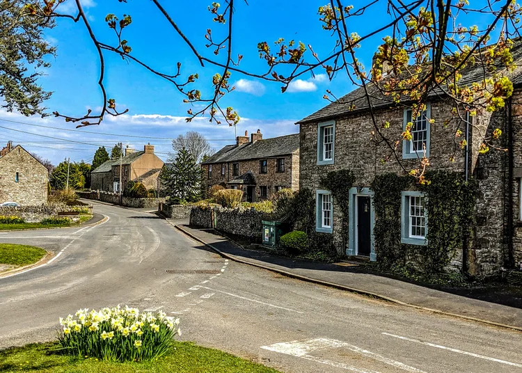 Fern Cottage living room with wood-burning stove, Great Strickland
