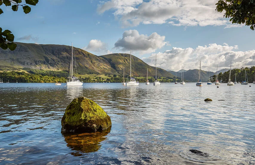 Sailing yachts on Ullswater, watersports on England's most beautiful lake